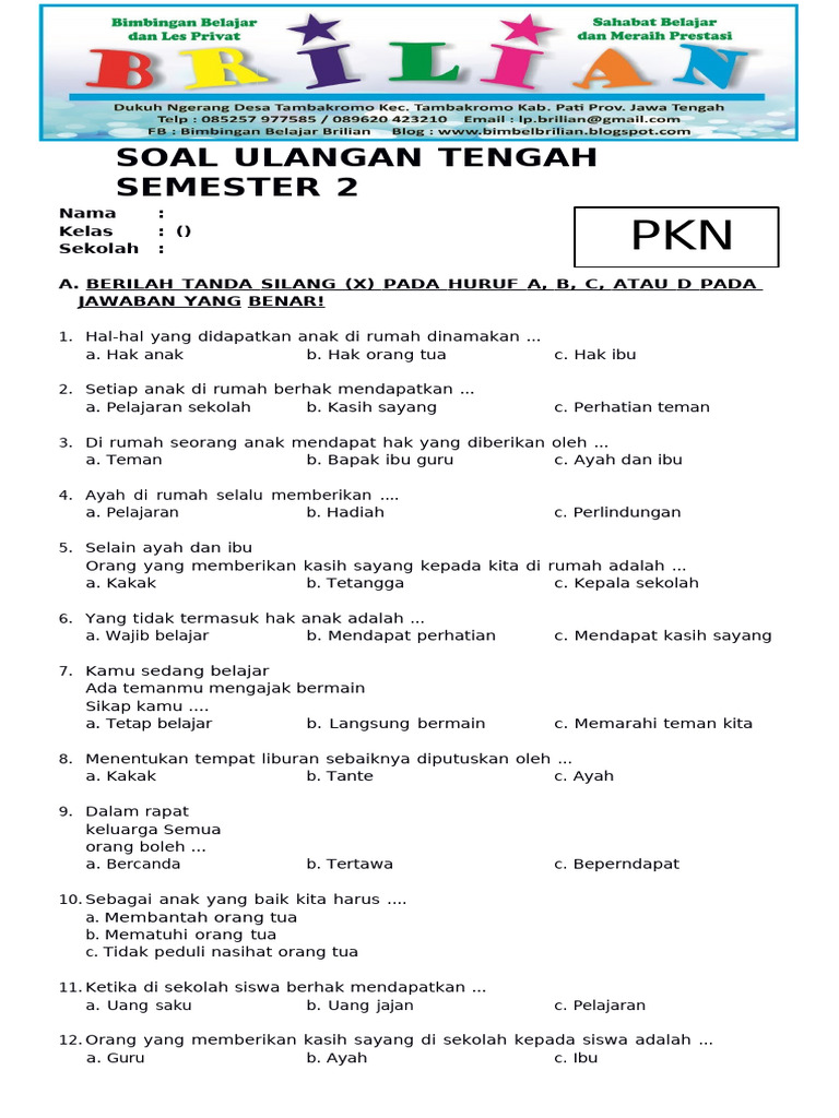 10 contoh soal semester kenaikan kelas sd kelas 1 ppkn yang Wajib Diketahui Sebelum Ujian 10 contoh soal semester kenaikan kelas sd kelas 1 ppkn yang Wajib Diketahui Sebelum Ujian