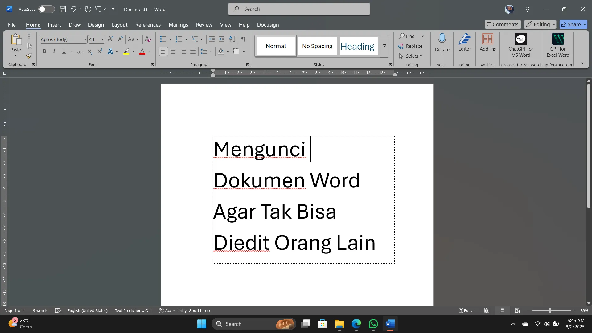Mengunci Dokumen Word Agar Tak Bisa Diedit Orang Lain