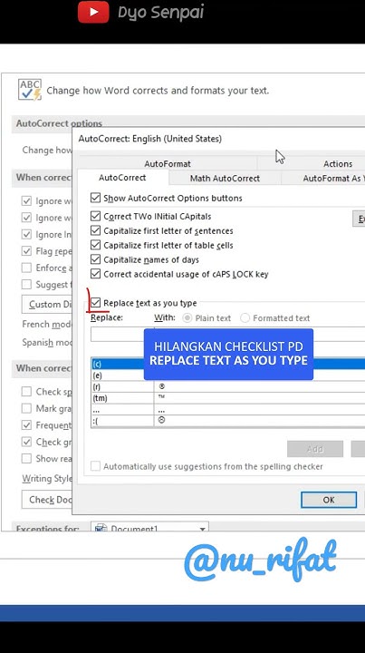 CARA MENGHILANGKAN AUTOCORRECT DI MS WORD tutorial shorts tutorials