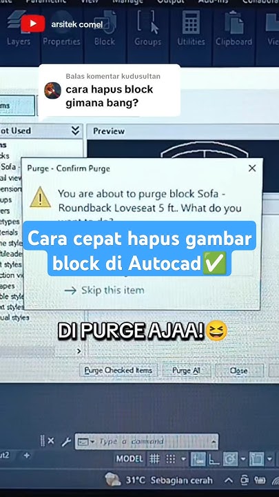 cara cepat hapus gambar block di Autocad autocad block trading - YouTube