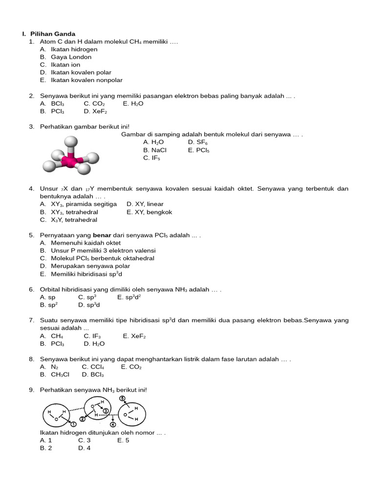 Soal Kimia Ikatan dan Hibridisasi PDF