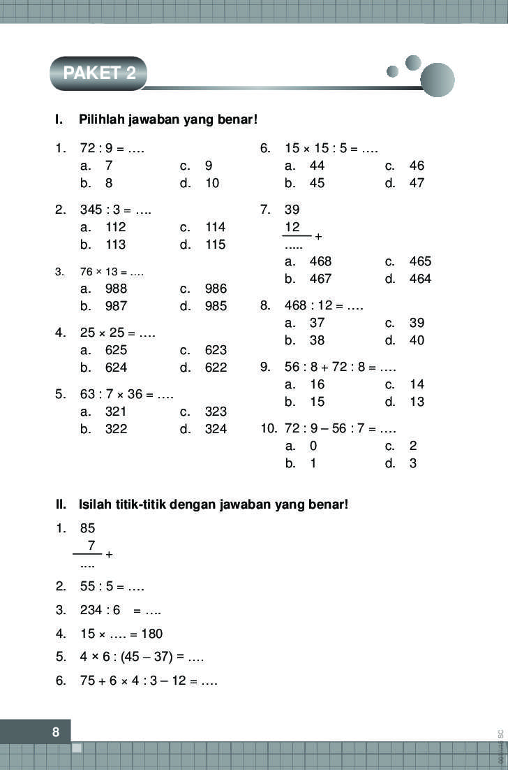 Soal Matematika Kelas 2 Sd Semester 1 Perkalian Dan Pembagian - Piffle me Soal Matematika Kelas 2 Sd Semester 1 Perkalian Dan Pembagian - Piffle me