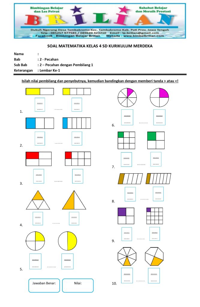 5 Contoh Soal Matematika Kelas 3 SD Semester 2 Pecahan Siap Cetak, Wajib Tahu