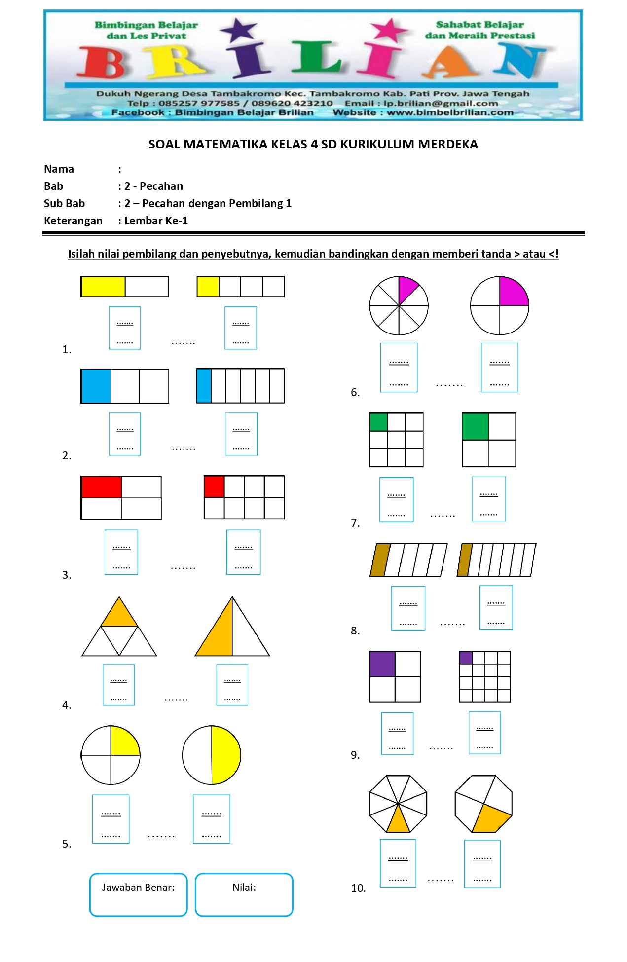 5 Contoh Soal Matematika Kelas 3 SD Semester 2 Pecahan Siap Cetak, Wajib Tahu