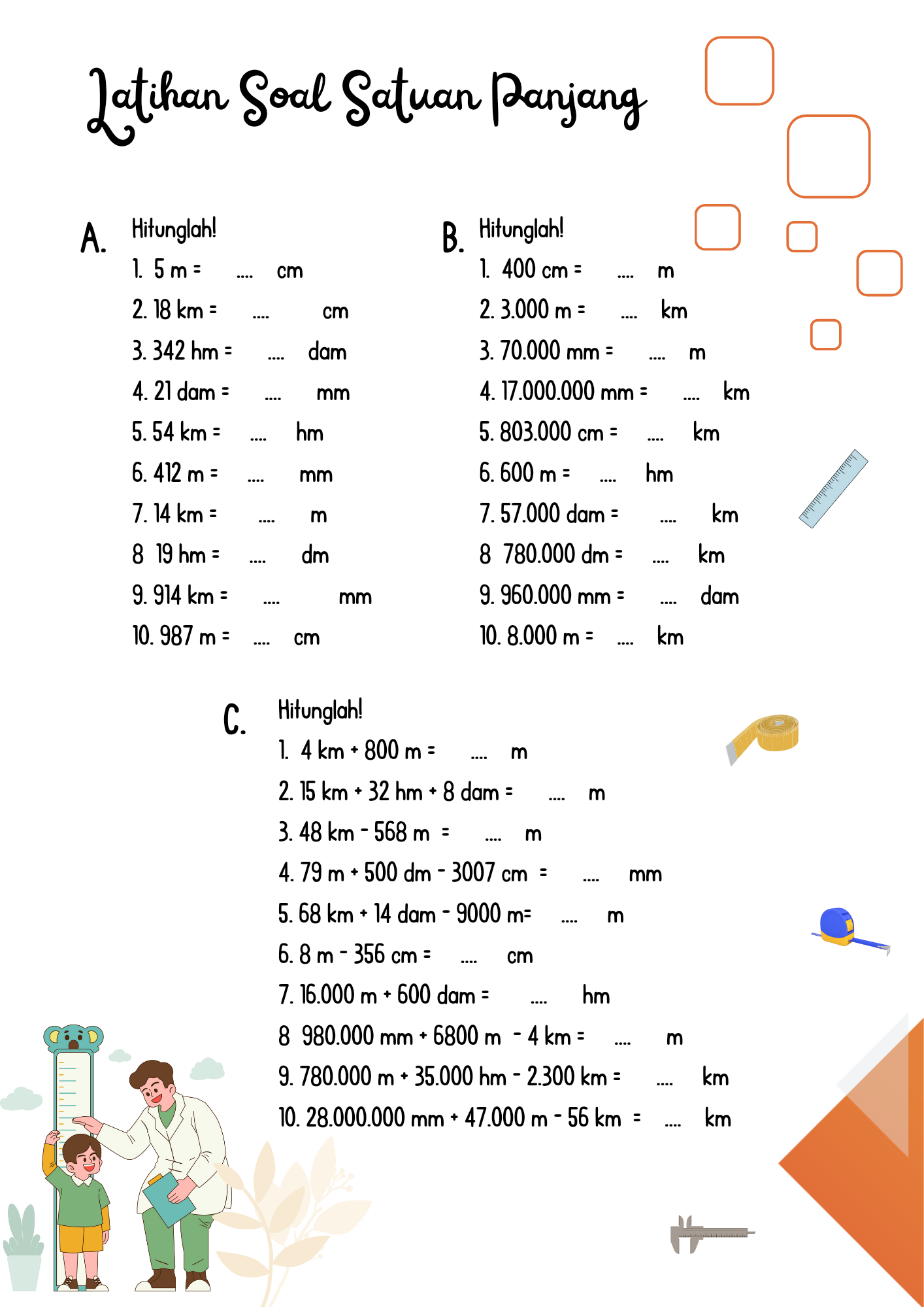 5 Contoh Soal Matematika Kelas 3 SD tentang Satuan Panjang yang Wajib Dikuasai