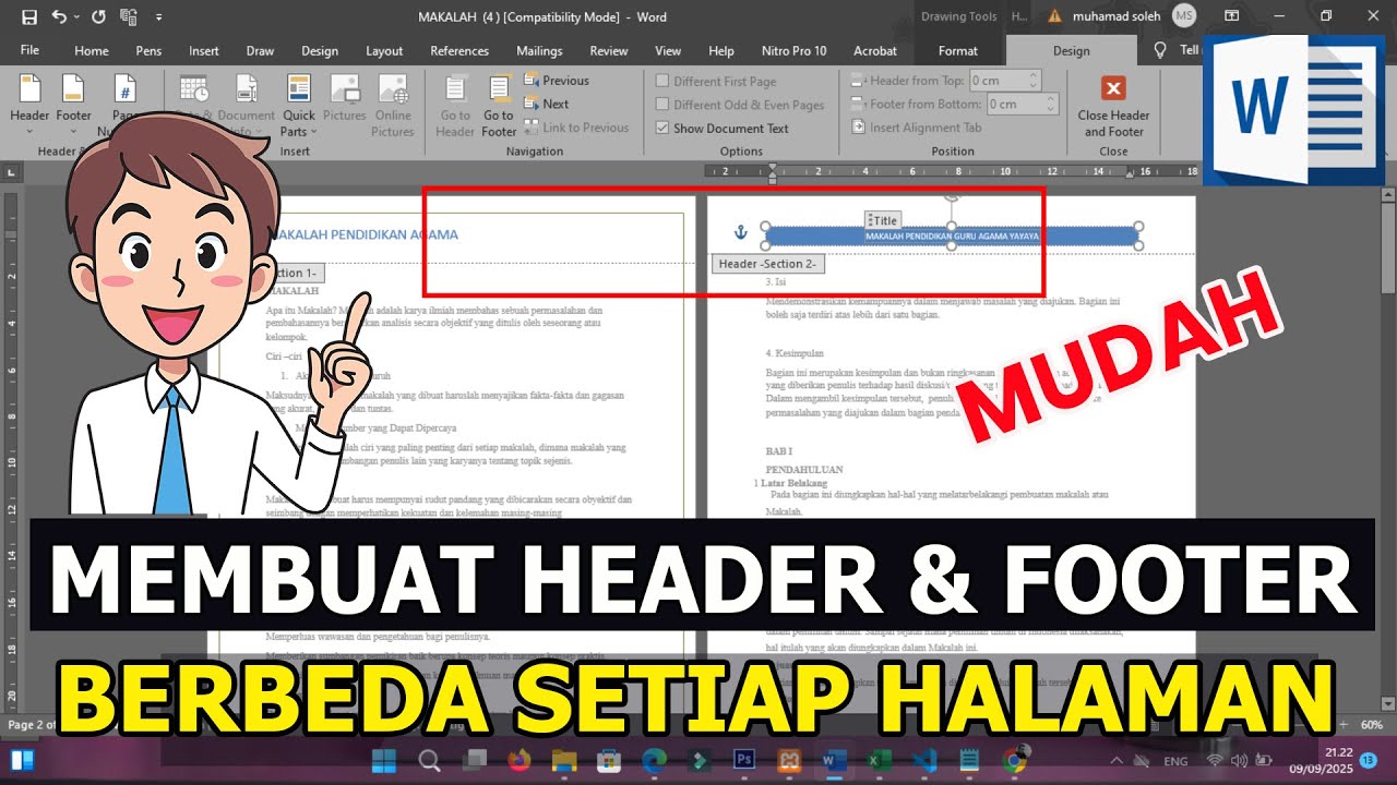 Cara Membuat Header dan Footer Berbeda Tiap Halaman di Word - YouTube Cara Membuat Header dan Footer Berbeda Tiap Halaman di Word - YouTube