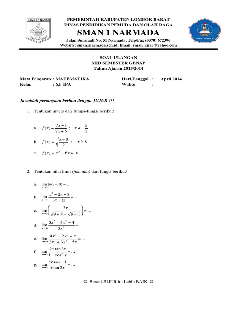 7 Contoh Soal Matematika Kelas 11 IPS Semester 2 yang Terbukti Naik Nilai Sebelum Ujian