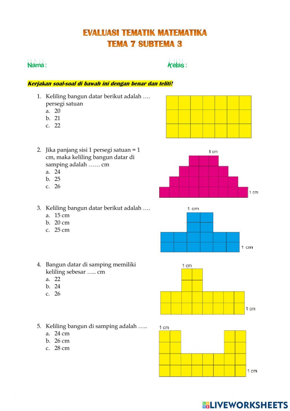 Evaluasi Tema 7 Subtema 3 Matematika Kelas 3