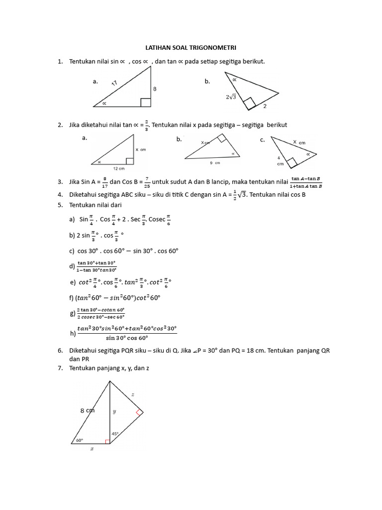 7 contoh soal matematika kelas 10 semseater 2 tentang trigonometri yang Bikin Nilai Naik