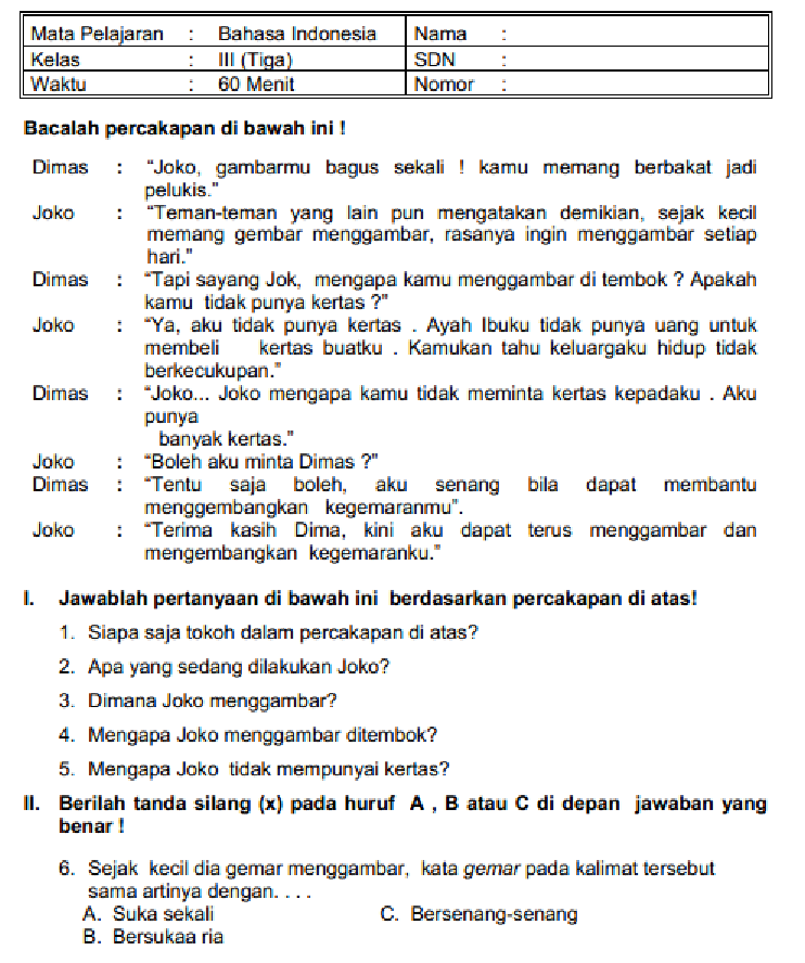 Latihan Soal Bahasa Indonesia Kelas 6 Semester 2 dan Kunci Jawaban Terbaru Agar Nilai Maksimal