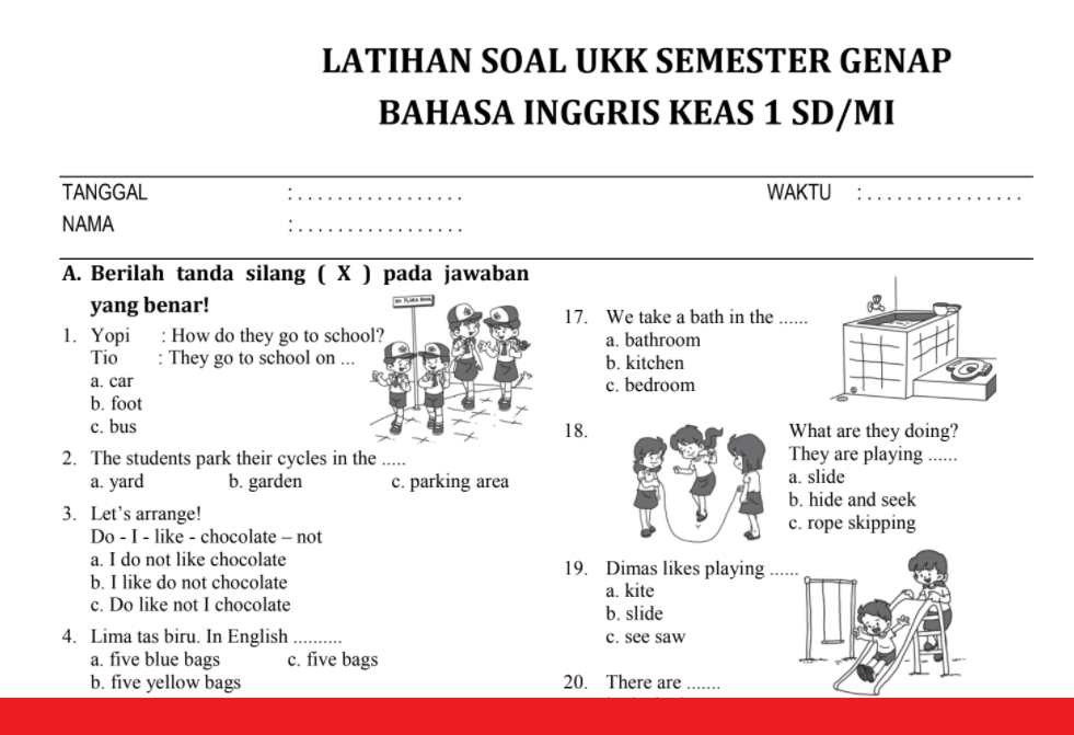 Rahasia Sukses Anak Raih Nilai Sempurna Soal Bahasa Inggris Mid Semester Genap Kelas 1 SD Rahasia Sukses Anak Raih Nilai Sempurna Soal Bahasa Inggris Mid Semester Genap Kelas 1 SD