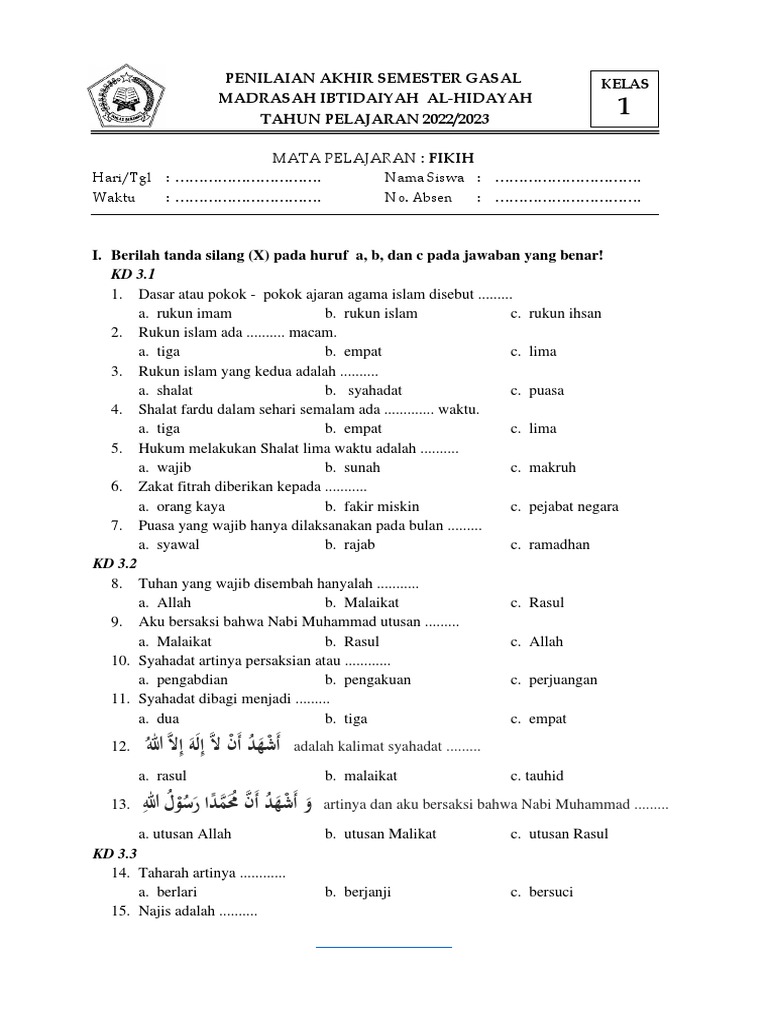Terbongkar Soal Fiqih Kelas 3 MI Semester 2 dan Kunci Jawaban yang Bikin Nilai Naik Cepat