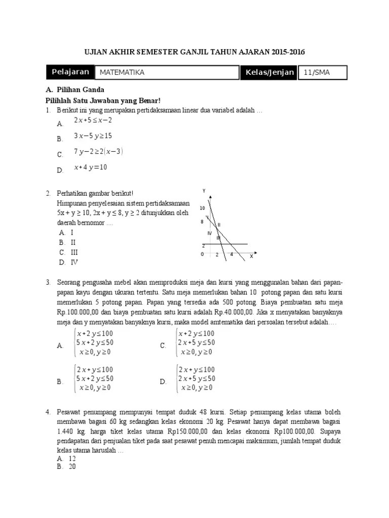 Terbukti! 5 Contoh Soal Matematika Kelas 11 Semester 2 dan Pembahasannya Nilai Meroket