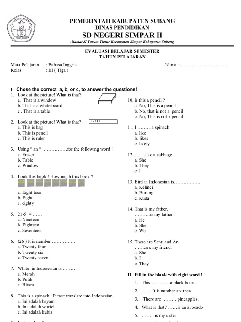 Terbukti 7 Tips Cepat Dapatkan Soal Bahasa Inggris Kelas 3 SD Semester 2 PDF Sekarang!