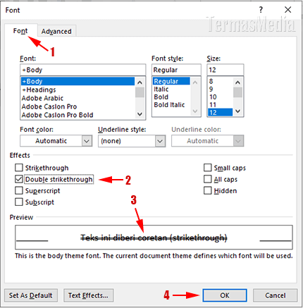 Membuat Coretan Pada Teks Strikethrough Di Dokumen Word Membuat Coretan Pada Teks Strikethrough Di Dokumen Word