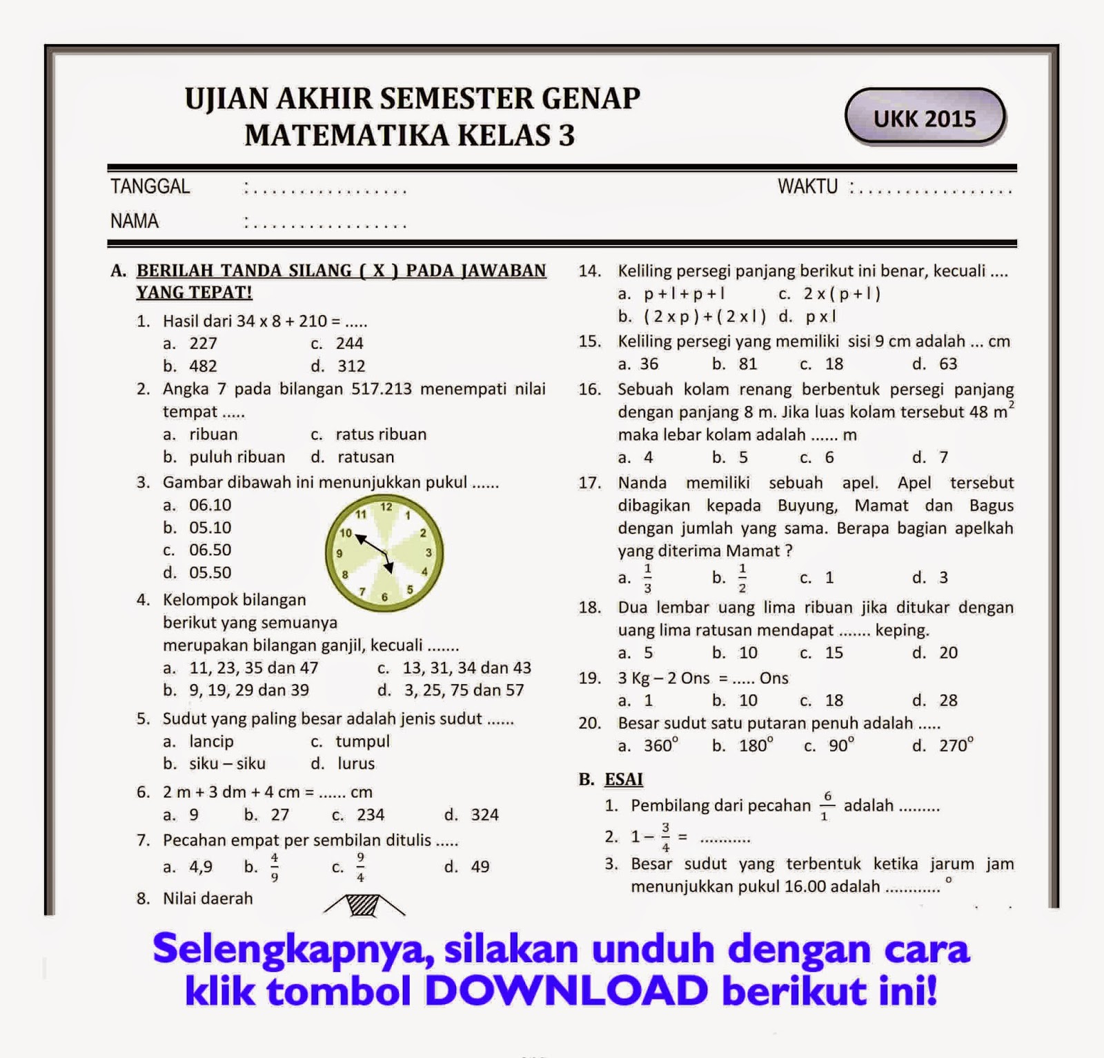 Pelajaran Matematika Kelas 3 Sd - Piffle me Pelajaran Matematika Kelas 3 Sd - Piffle me