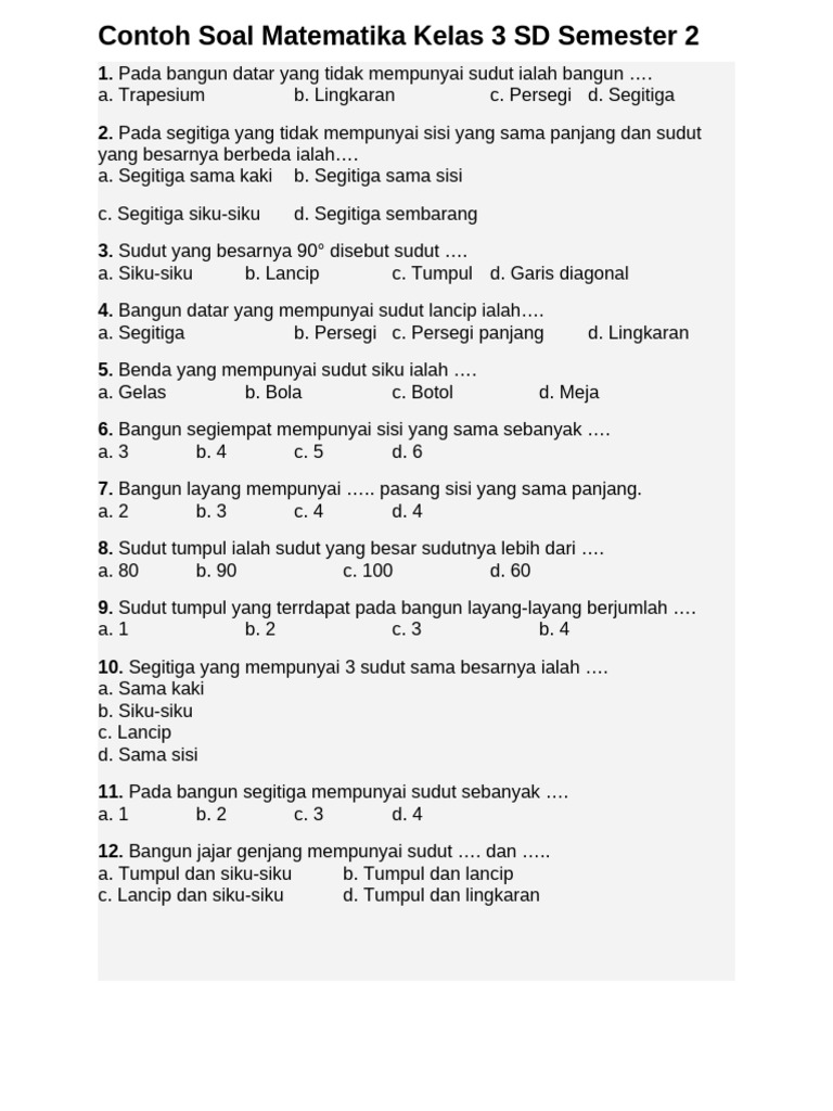 Ternyata Ini Dia Kumpulan Soal Matematika Kelas 3 Semester 2 PDF yang Bikin Anak Makin Jago Berhitung