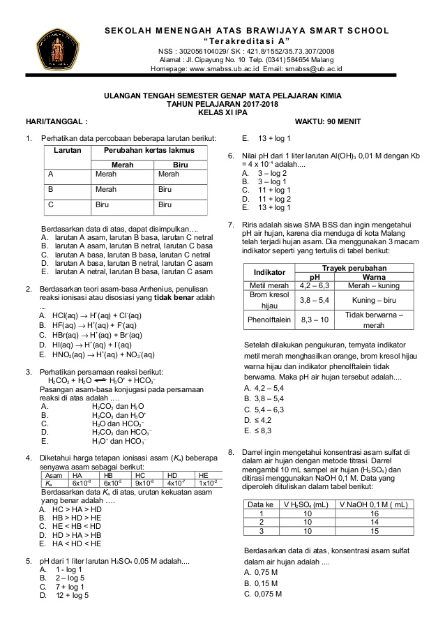 Wajib Coba! 40+ Contoh Soal Kimia Kelas 10 Semester 1 dan Penyelesaiannya UTS/UAS 2026