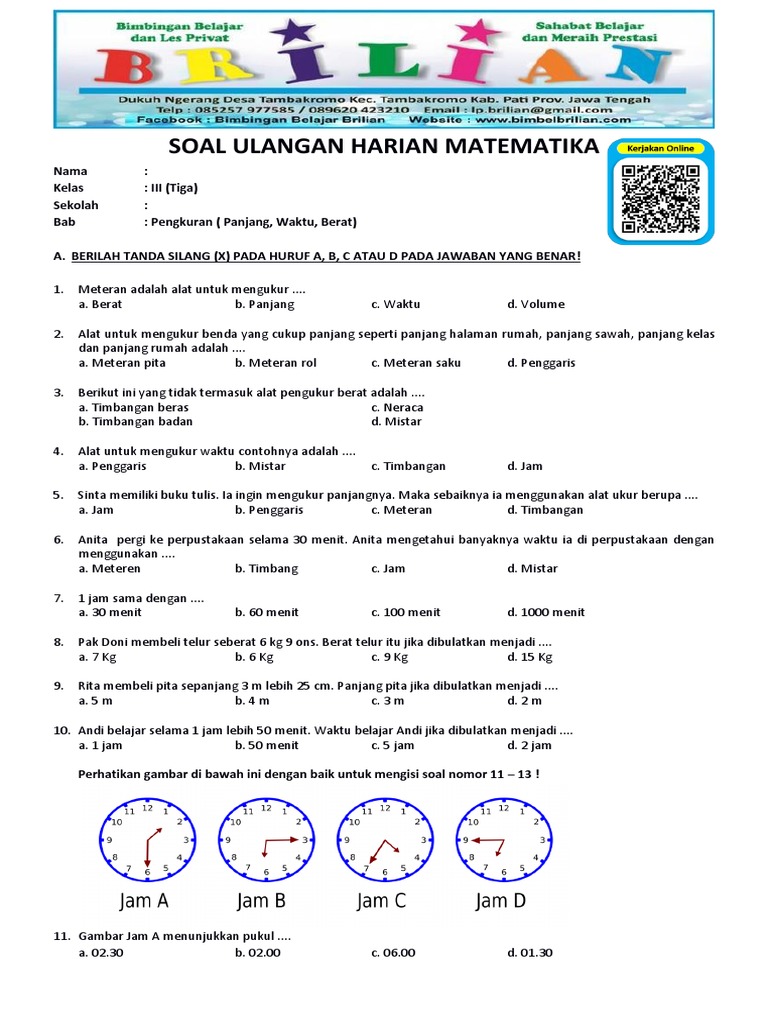 Wajib Tahu! 5 Contoh Soal Matematika Kelas 3 SD tentang Jam STS 2026