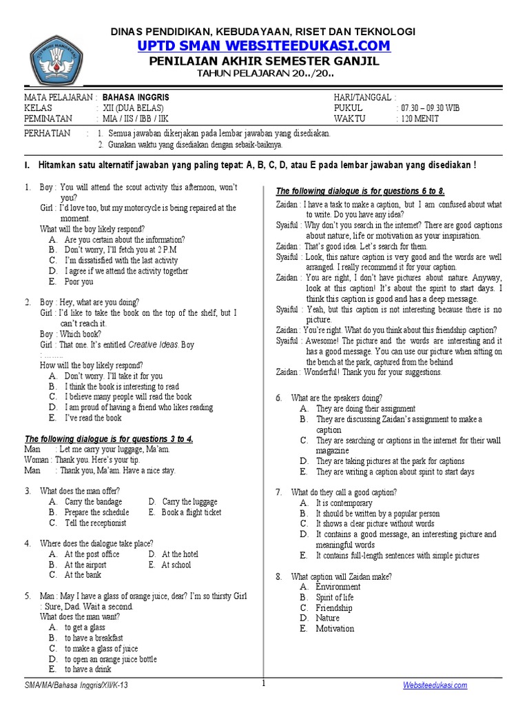 Wajib Tahu Rahasia Lulus Ujian Lewat Kumpulan soal bahasa inggris kelas xii semester 1 k 13