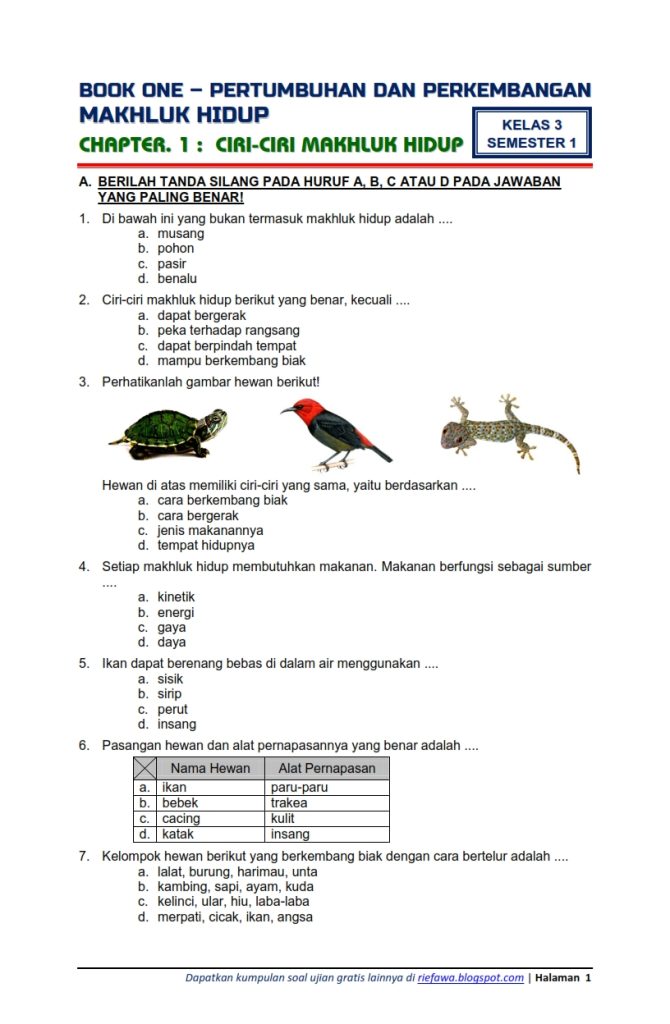 Download soal tema 1 kelas 3 sd semester 1 Download soal tema 1 kelas 3 sd semester 1